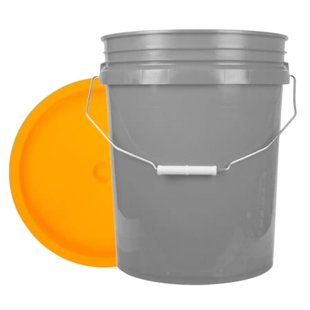 World Enterprises Bucket, 12 in H, Gray and Yellow 5GRY,345YEL
